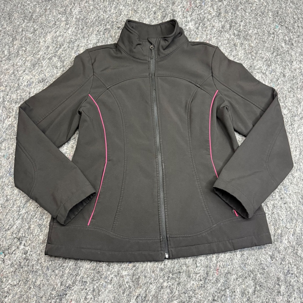 C9 by Champion Womens Softshell Fleece Lined Jacket Black Pink Piping Full Zip